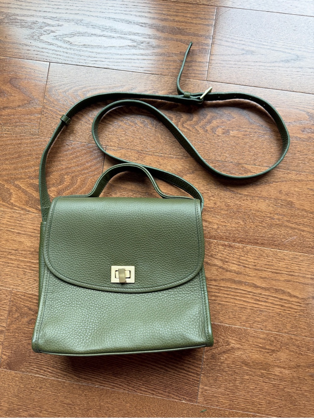 GiGi New York Olive Green Leather Crossbody Bag